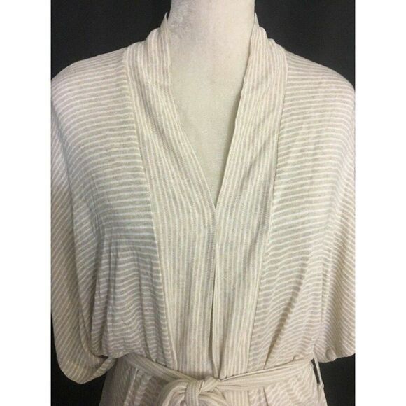 Splendid Womens White Beige Striped Short Sleeve Kimono Wrap Cardigan Top Xs - Picture 2 of 6